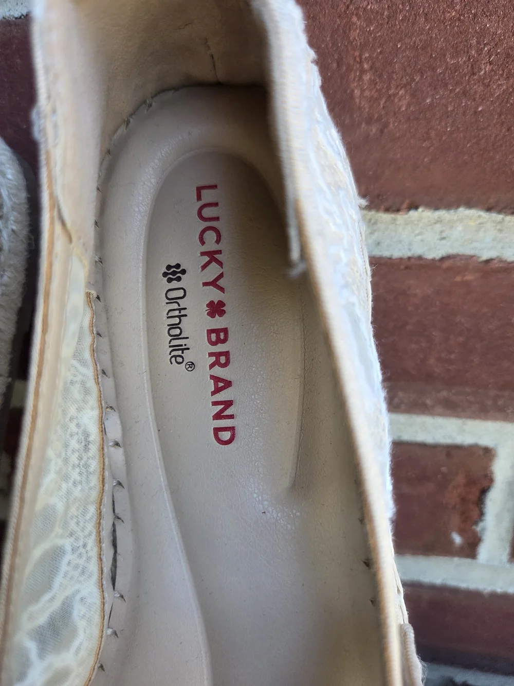 Lucky Brand Odilla Espadrille Mary Jane Lace Flats Tan US 7.5 EU 38